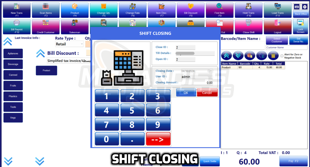 50- Shift Closing